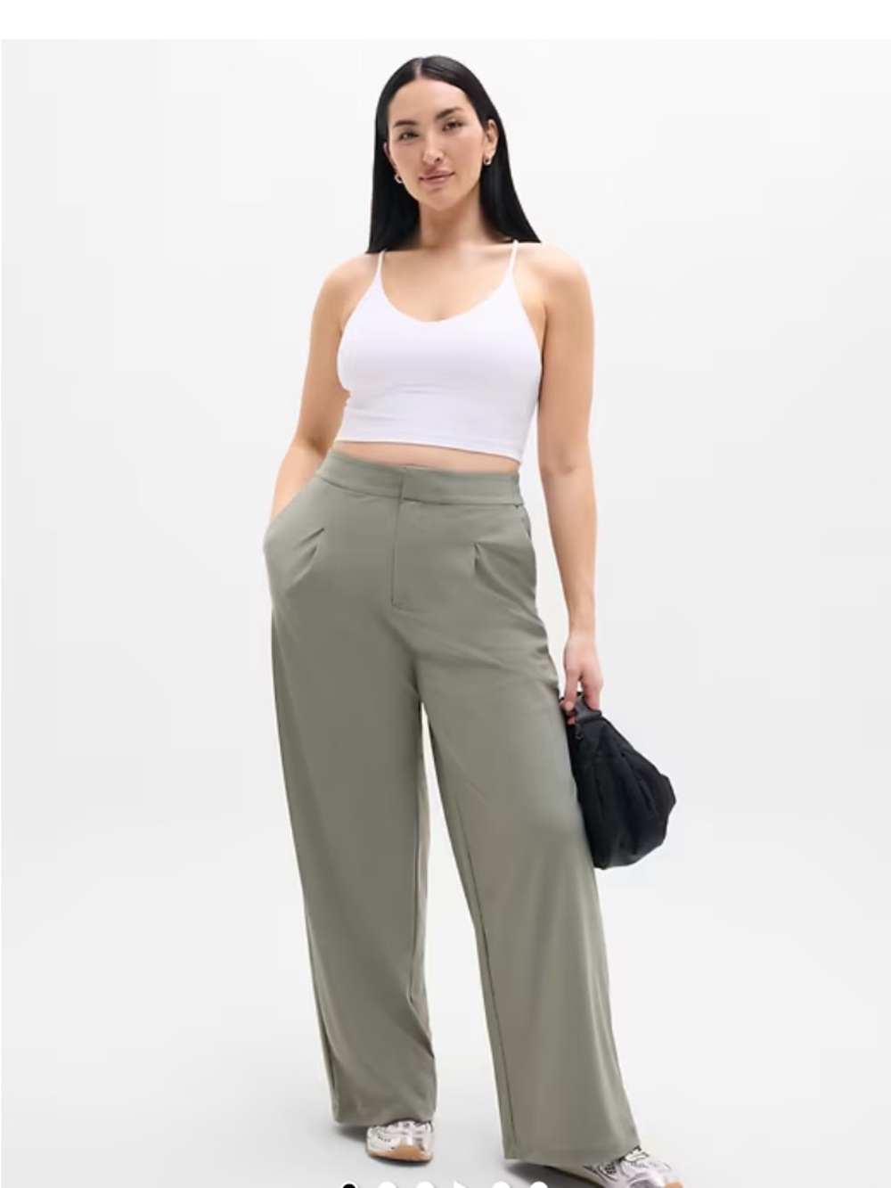 Athleta New Olive Green Lightweight Breathable Athleisure Wide Leg Pants 4